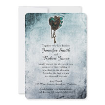 Inbjudan till Steampunk Teal Heart Wedding