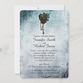 Inbjudan till Steampunk Teal Heart Wedding