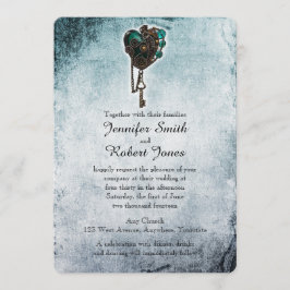 Inbjudan till Steampunk Teal Heart Wedding