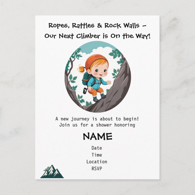 Inbjudan till sten Kliber Girl Baby Shower (Framsida)