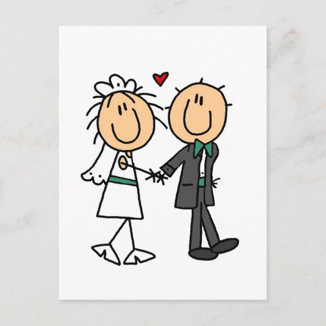 Inbjudan till stick figur Bride and Groom (Framsida)