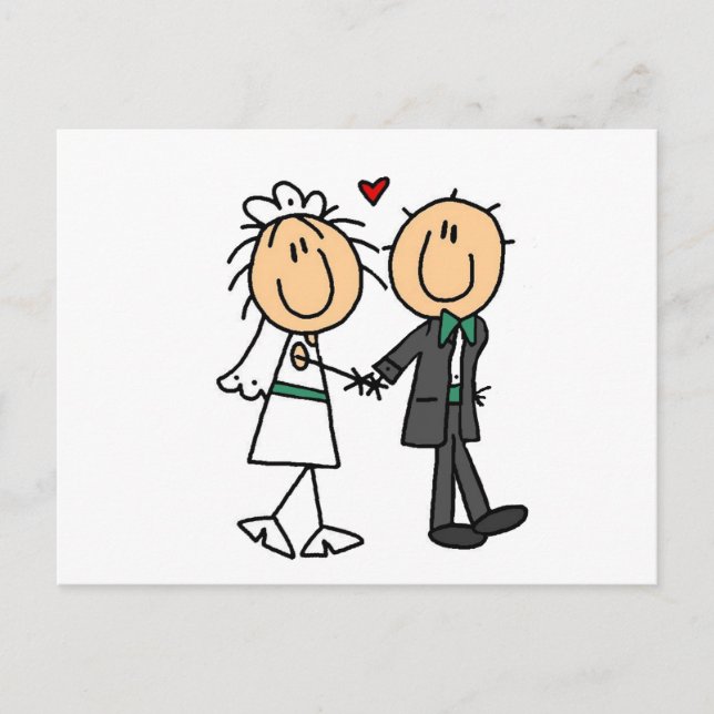 Inbjudan till stick figur Bride and Groom (Framsida)