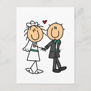 Inbjudan till stick figur Bride and Groom Vykort