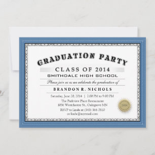 Inbjudan till Stil Grad-partiet Blue Gräns Diploma