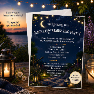 Inbjudan till stjärnskådningsparty i trädgården