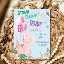 Inbjudan till Stomp chomp och Roar Dino barns föde