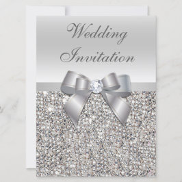 Inbjudan till stora Bröllop Faux Silver Sequins Bo
