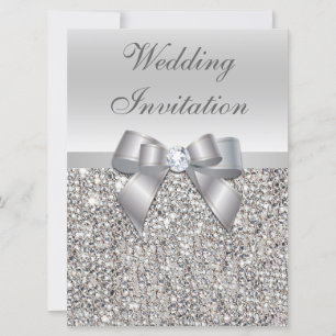 Inbjudan till stora Bröllop Faux Silver Sequins Bo