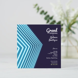 Inbjudan till stora öppningsblått nyon