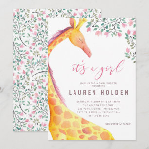 Inbjudan till storfärgad Giraffe Baby Shower
