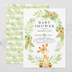 Inbjudan till storfärgad Giraffe Baby Shower