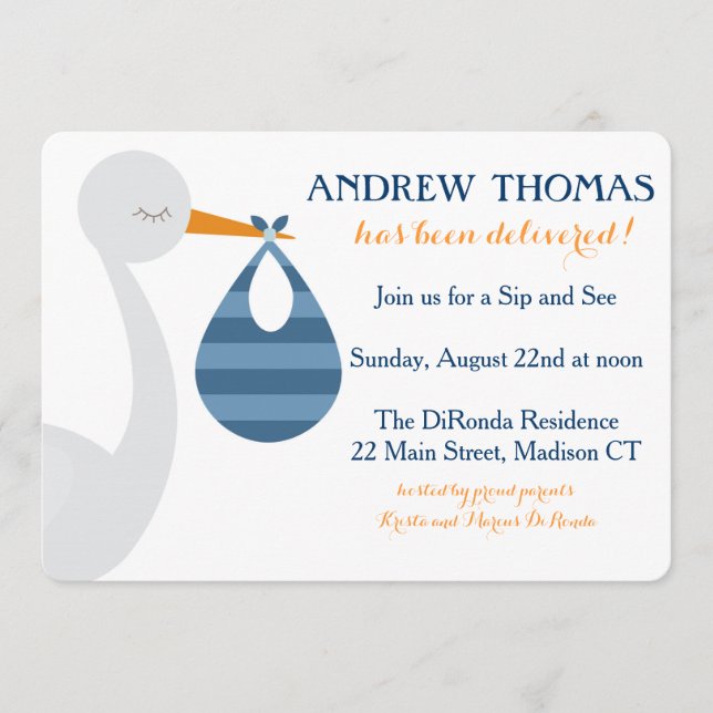 Inbjudan till Stork Baby/Baby-meddelande (Framsida)