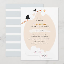 Inbjudan till Stork Baby Shower med moln