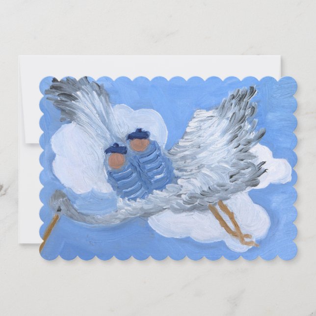 Inbjudan till stork och flygande tvillingpojkar (Framsida)