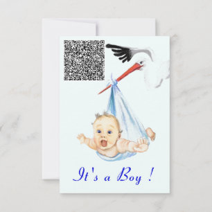 Inbjudan till stork och Pojke QR-kod QR-info