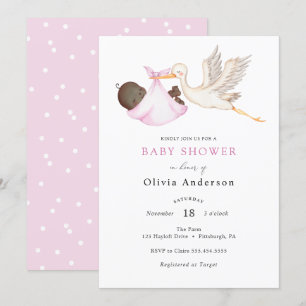 Inbjudan till Stork Rosa Baby Shower