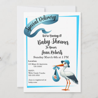 Inbjudan till Stork Speciell Delivery Baby Shower