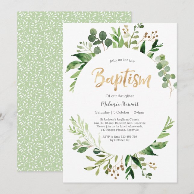 Inbjudan till storskalig baptism (Fram/baksida)