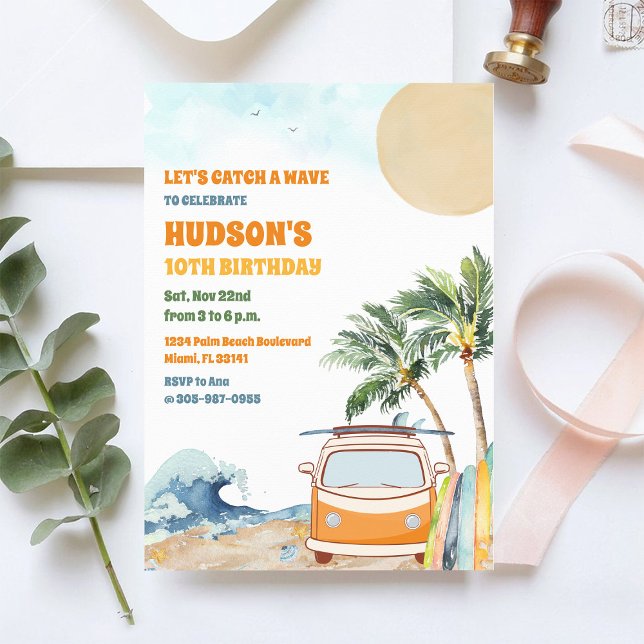 Inbjudan till strand- och våg-födelsedagsfest (Skapare uppladdad)