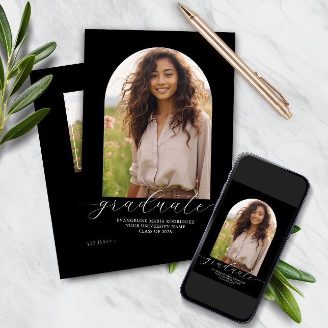 Inbjudan till studenten 2 Fotopatch - svart (Skapare uppladdad)