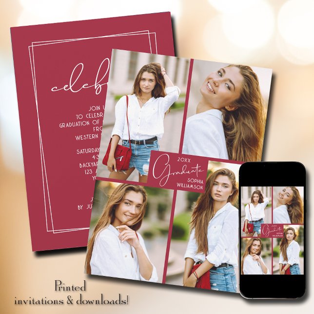 Inbjudan till Studenten 4 Photo Collage Party (Skapare uppladdad)