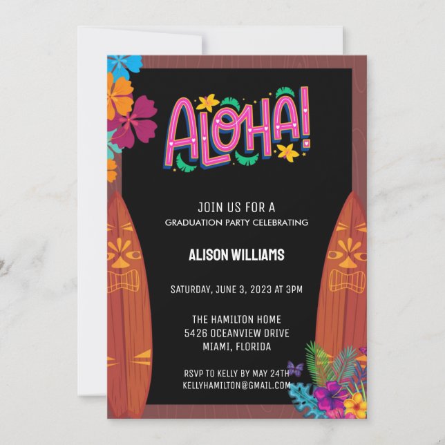 Inbjudan till studenten Aloha (Framsida)