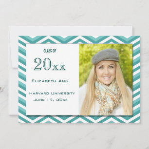 Inbjudan till studenten Aqua Chevron Party