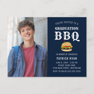 Inbjudan till Studenten BBQ Party Blue White Rand