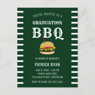 Inbjudan till Studenten BBQ Party Grönt White Rand