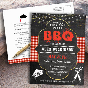 Inbjudan till Studenten BBQ Party Rustic Chalkboar