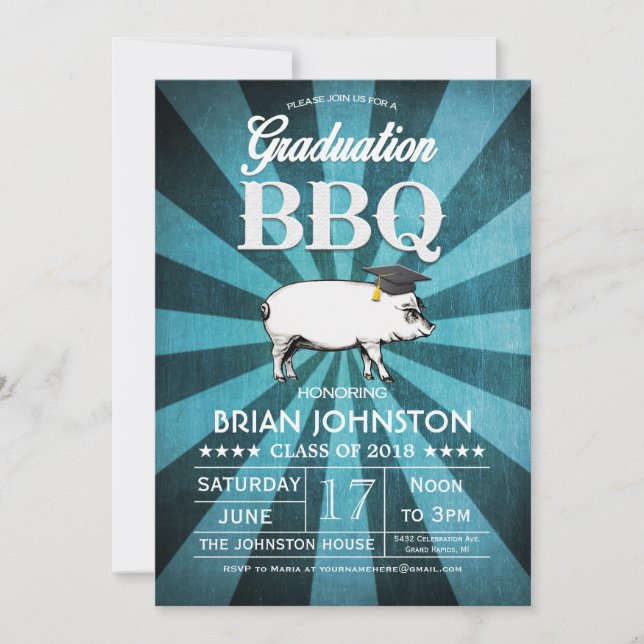 Inbjudan till Studenten BBQ (Turquise Blue) (Framsida)