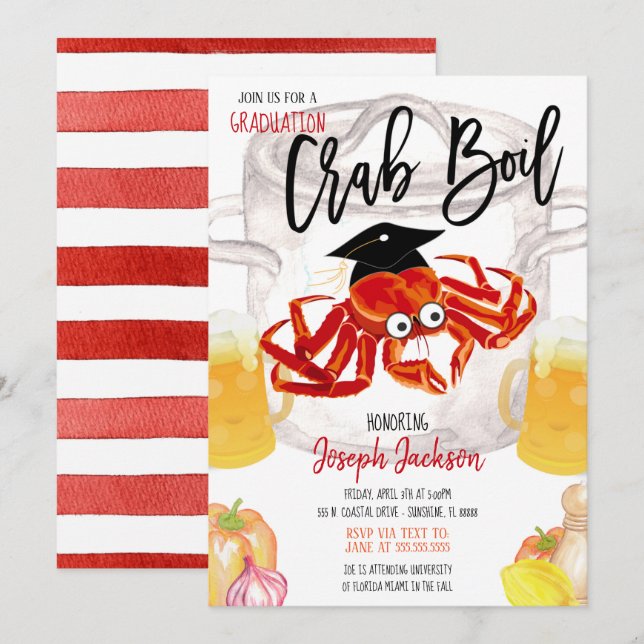 Inbjudan till Studenten Crab Boil (Fram/baksida)