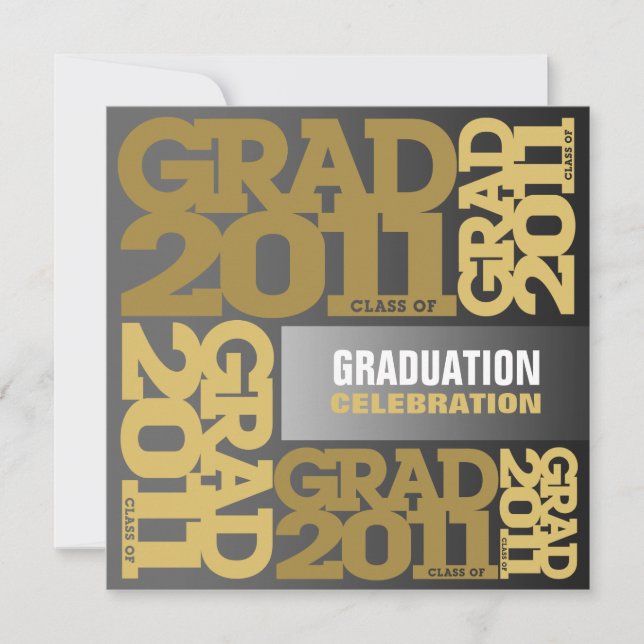 Inbjudan till Studenten firar 2011 Guld Black (Framsida)