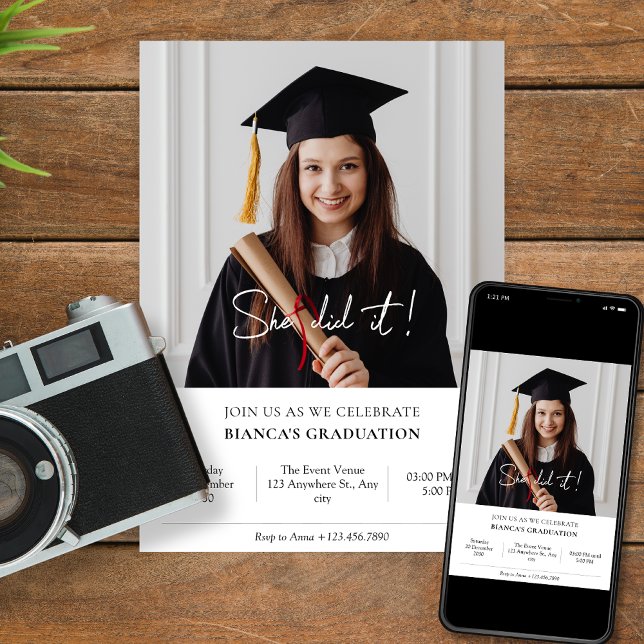 Inbjudan till Studenten-fotominimalistbjudande (Skapare uppladdad)