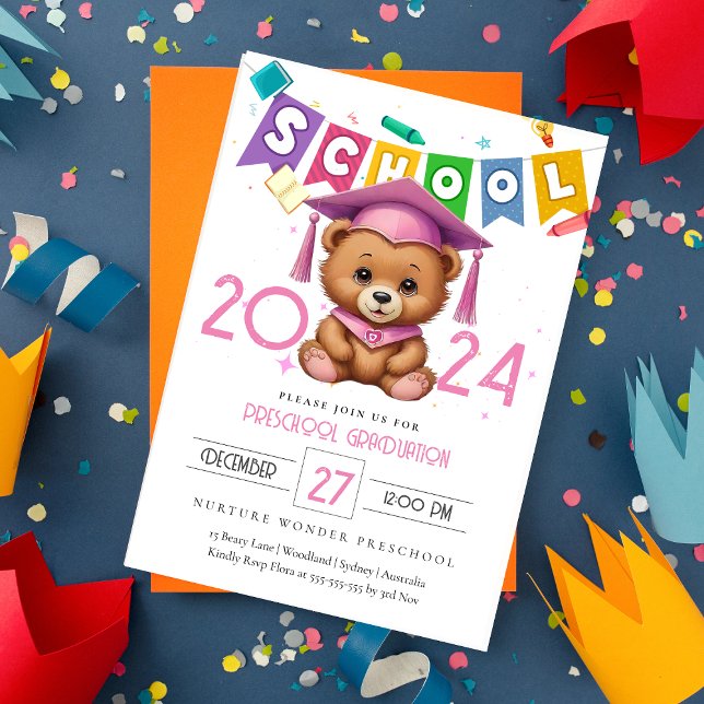 Inbjudan till Studenten Kindergarten till Cute ros (Skapare uppladdad)