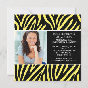 Inbjudan till Studenten med Photo Gult Zebra