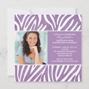 Inbjudan till Studenten med Photo Lila Zebra