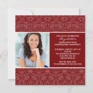 Inbjudan till Studenten med Photo Red Damask