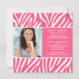 Inbjudan till Studenten med Photo Rosa Zebra tryck