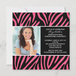 Inbjudan till Studenten med Photo Rosa Zebra tryck
