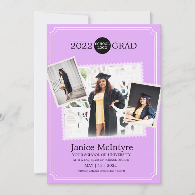 Inbjudan till studenten med Photos Rosa (Framsida)