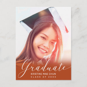Inbjudan till Studenten Photo Modern Script Orange