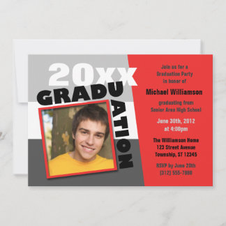 Inbjudan till Studenten Red Photo Party i fyrkant