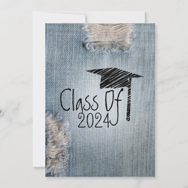 Inbjudan till studenten - Rippade Jeans-klass 2024 (Framsida)