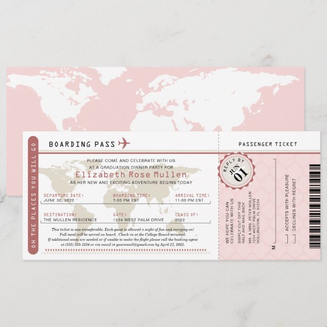Inbjudan till Studenten World Traveler Boarding Pa (Fram/baksida)