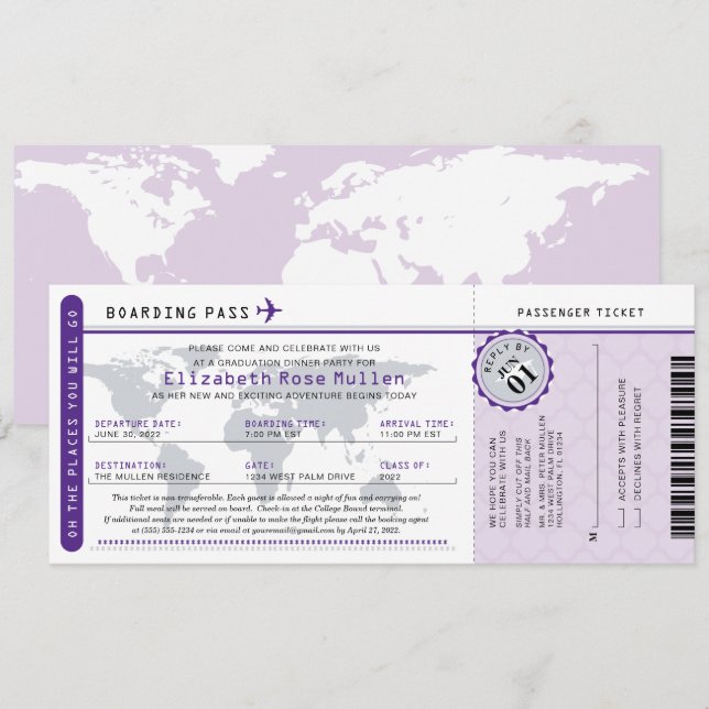Inbjudan till Studenten World Traveler Boarding Pa (Fram/baksida)