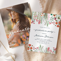 Inbjudan till Studentfest av färgstark Wildblomma