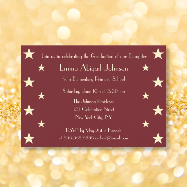 Inbjudan till Studentfest av Faux Guld Stars Schoo (Faux Gold Stars School Graduation Party Invitation)