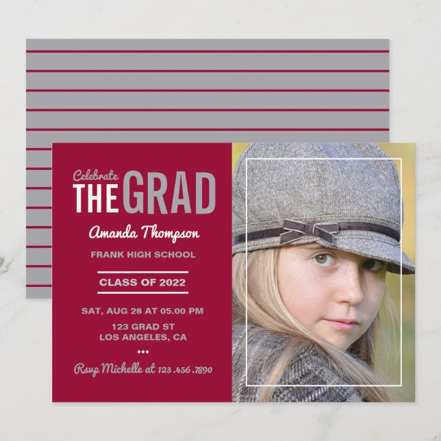 Inbjudan till Studentfest av kardinal och Grått (Fram/baksida)