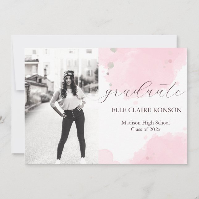 Inbjudan till Studentfest av rosa Elegance (Framsida)